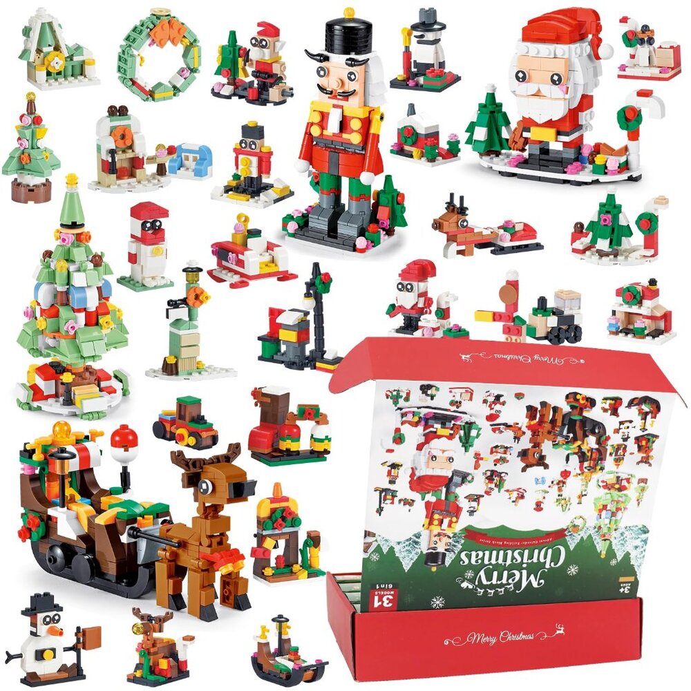 Christmas Advent Calendar 2024, Kids 6 in 1 Building Blocks, 24 Days Countdown